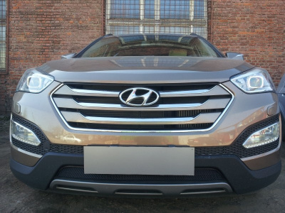Hyundai Santa Fe (12–15) Защита радиатора, чёрная